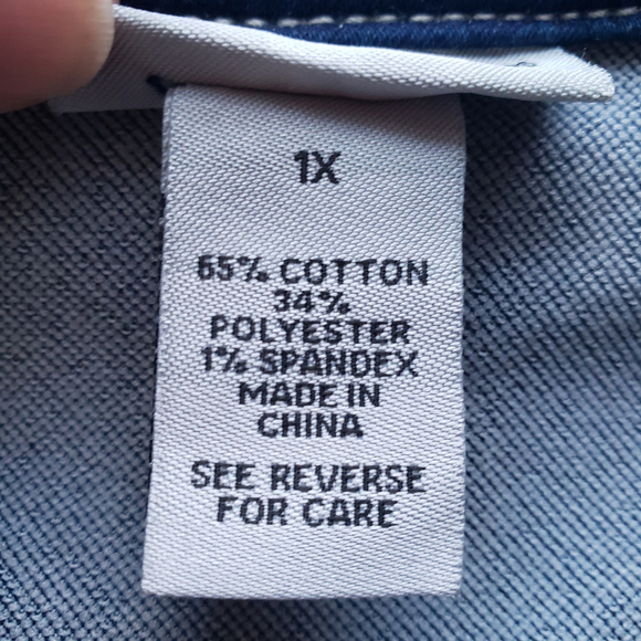 Catherines Denim Jacket Women 1X XL Blue Jean Coat Stretchy Casual Classic Layer - Picture 6 of 9